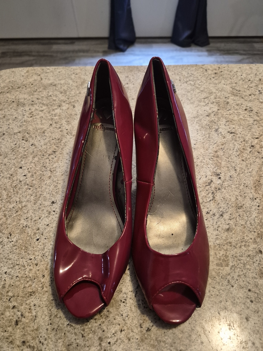 Fergalicious By Ferggie Classic Burgundy Patent Peep-Toe Heels